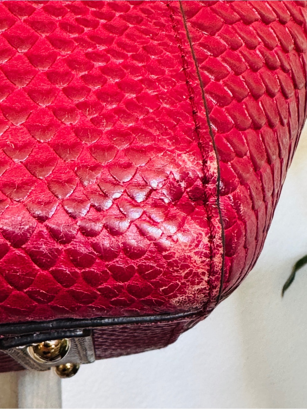 Dooney & Bourke Python Embossed Leather Tassel Tote Raspberry Brown Large - Picture 14 of 15
